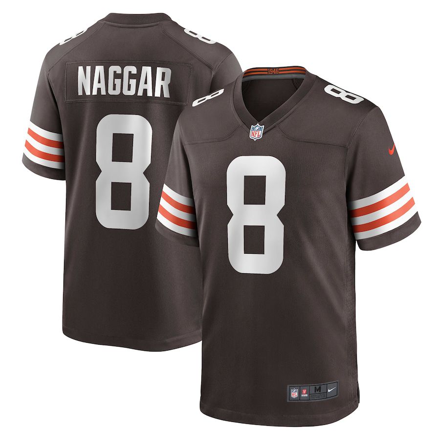 Men Cleveland Browns 8 Chris Naggar Nike Brown Game NFL Jersey